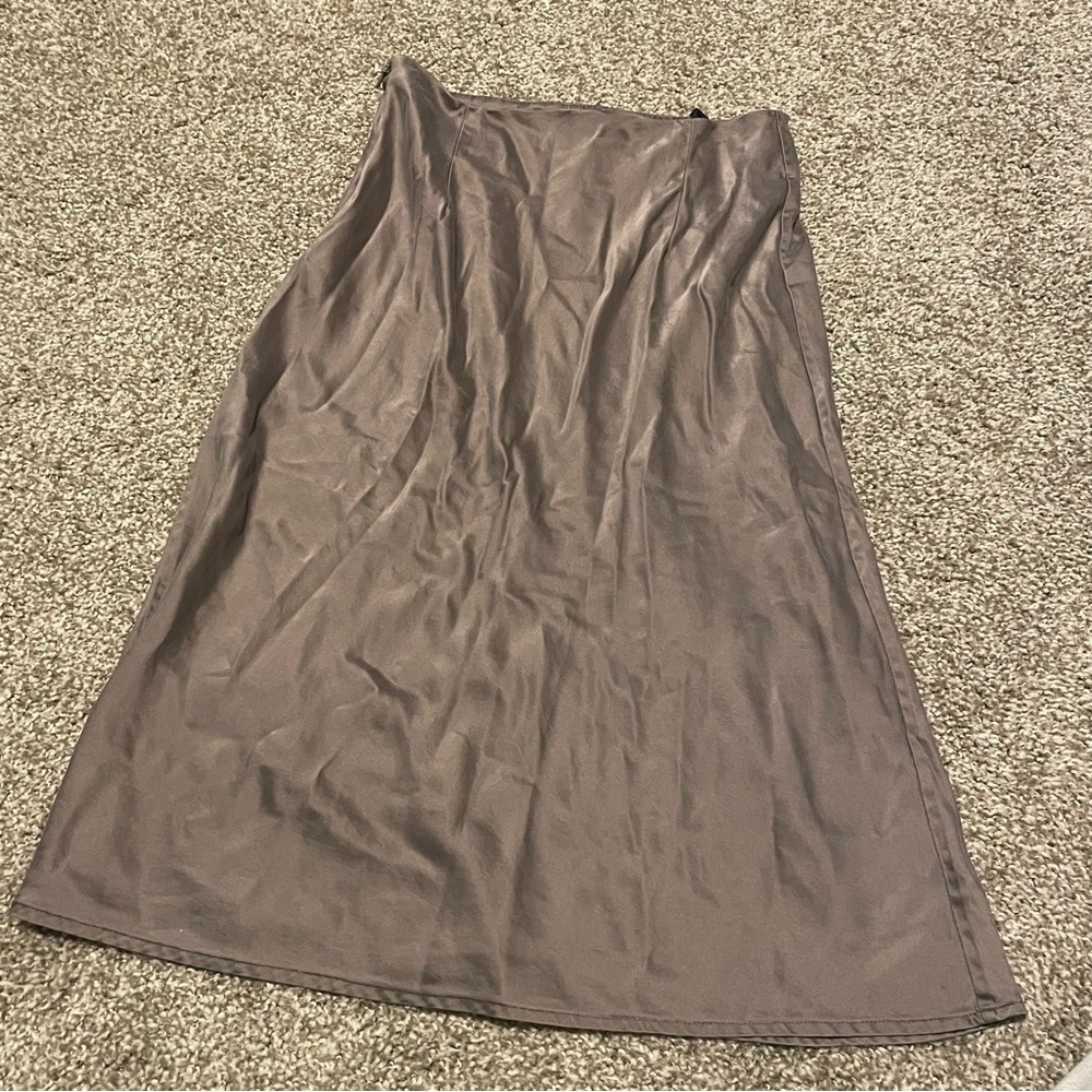 Gray Midi A-Line Skirt for Casual Work